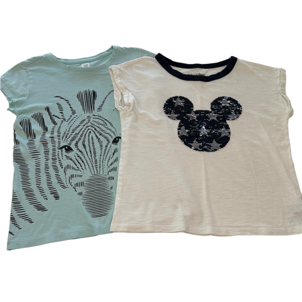 GAPKids Mickey Mouse Flip Sequins & Zebra T-Shirt Bundle Girls Size Large